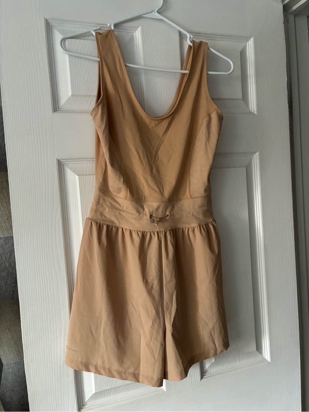 Peloton Beige Tank Romper Jumpsuit with Drawstring Waist